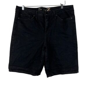 Seven 7 Sunset Womens 16 Bermuda Shorts Black Denim Casual Comfort‎